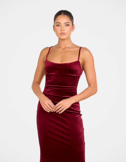 Bronie Cowl Neck Velvet Gown
